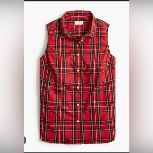 J. Crew Red and Black Plaid Sleeveless Top
